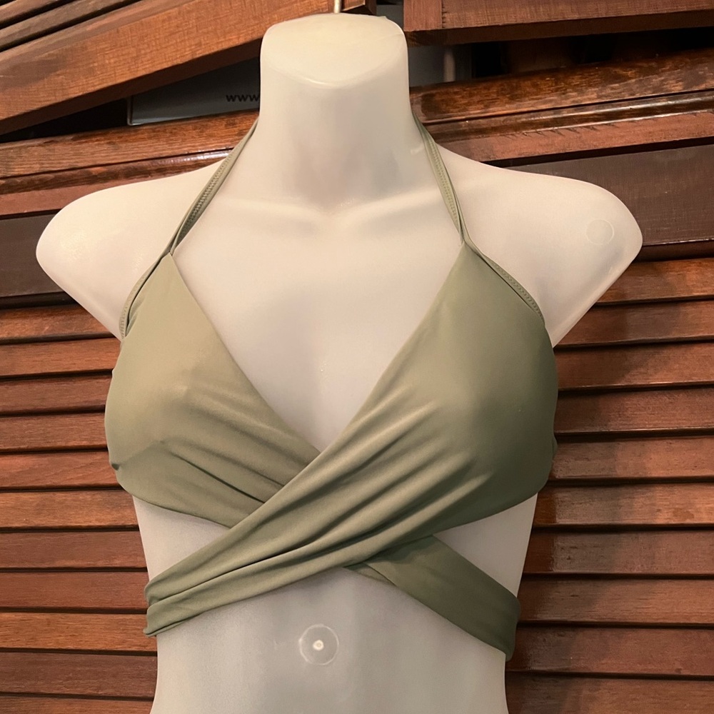y2k aerie green scoop bikini top